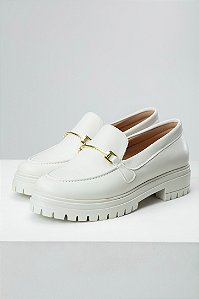 Mocassim Metal Tratorado Off White Lohaz