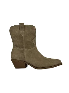 Asha - Bota Western Cano Curto Camurça Taupe