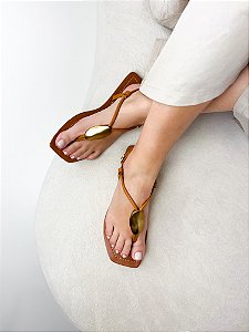 Sandália Flat Belis Lohaz Caramelo
