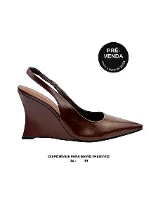 PRÉ-VENDA | Elise - Sapato Feminino Slingback Anabela Marrom