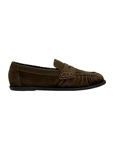 Astor Square - Sapato Feminino Mocassim Loafer Camurça Café