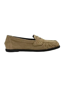 Astor Square - Sapato Feminino Mocassim Loafer Camurça Taupe