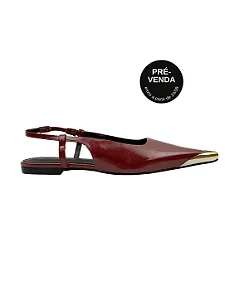 |PRÉ-VENDA| Sophia - Sapatilha Slingback Bico Fino Ponteira Metálica Marsala