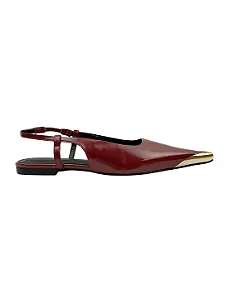 Sophia - Sapatilha Slingback Bico Fino Ponteira Metálica Marsala