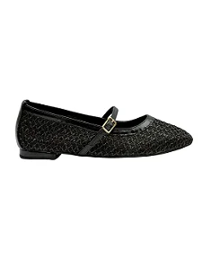Trama - Sapatilha Feminina Vazada Trama Natural Preto