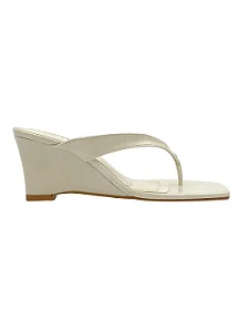 Mila - Tamanco Feminino Dedo Anabela Off White