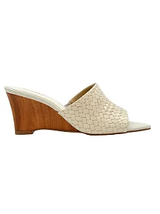 Eva - Tamanco Feminino Gáspea Tressê Anabela Off White