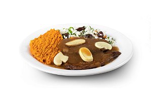 ESCALOPE AO M. FERRUGEM - Purê de Batata Salmão - Arroz a Grega