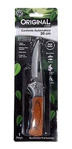 CANIVETE AUTOMÁTICO 20 CM CABO MADEIRA - AÇO INOX
