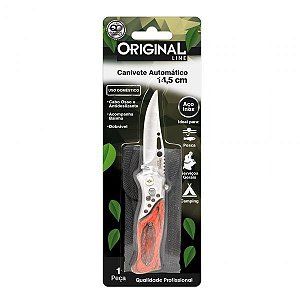 CANIVETE AUTOMÁTICO 14.5 CM CABO MADEIRA - AÇO INOX