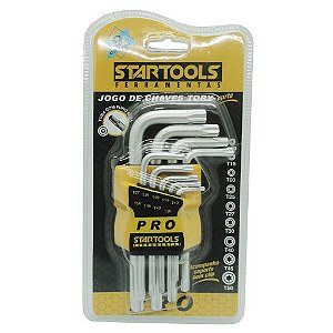 JOGO DE CHAVES TORX PROFISSIONAL CURTA - 9 PÇS (T10 A T50)