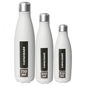 Kit 3 Garrafa térmica Bottela Branca Personalizada