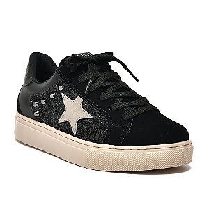 Tênis Casual Feminino Nobuck Max Glitter Napa Via Marte