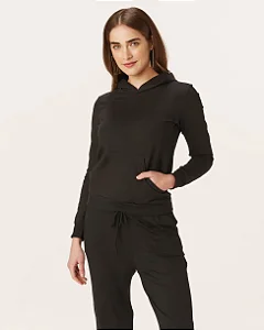 Blusão Básico Feminino Com Capuz Moletom Stretch Flanelado - Malwee
