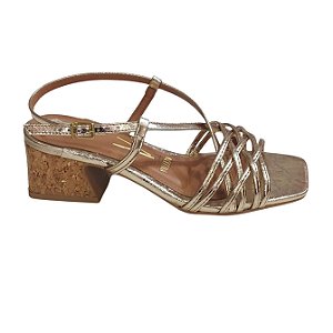 Sandália Feminino Metalizado Salto Bloco Vizzano