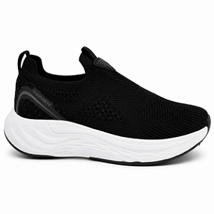 Tênis preto Knit Casual Feminino basico Confortável - Via Marte