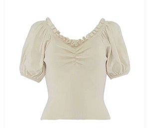 CROPPED MODAL COM MANGAS CURTAS E BUFANTES
