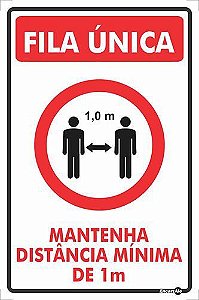 Placa Fila Unica Distancia 1MT PS260 20X30