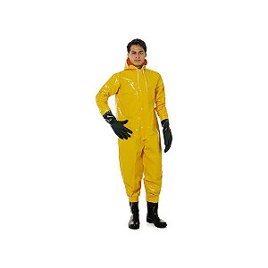 Macacão Impermeável Para Saneamento Com Botas e Luvas em Nylon e Pvc CA 36979