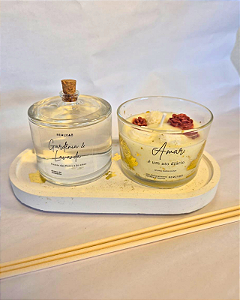Kit Amar: base + difusor + vela | Gardênia e Lavanda