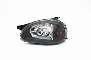 FAROL CORSA 00/01 CLASSIC 01/10 LE H4 CARCAÇA PRETA/ MOLDURA CINZA/ MASCARA NEGRA