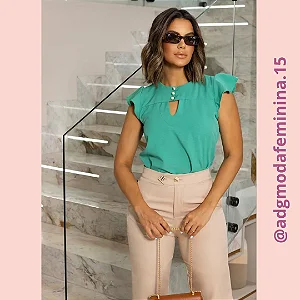 Blusa botões pérola frontal