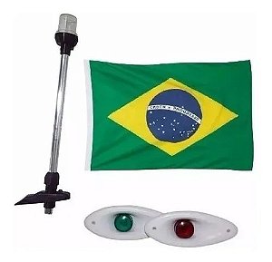 Kit Luz Mastro Alcançado 40cm + Led Olho De Tubarao Bandeira