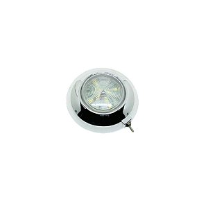 Luminária De Cabine Bicolor Circular Grande A Base Cromada E Chave Em Aço Inox Com o LED BRANCA e VERMELHA/ BRANCA e AZUL