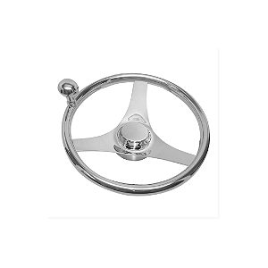 Volante Náutico em Aço Inox com Knob Para Barcos 15-1/2" Pol