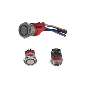 Botão Interruptor (ON)-OFF 12V/24V Redondo em Inox Azul