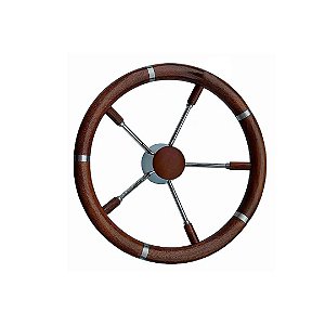 Volante Náutico polido com acabamento em Teka 13-1/2" Pol
