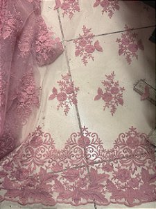 Tule Rosa Luxo Bordado