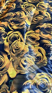 Cetim Estampado Rosas Amarelas