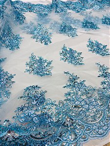 Tule Azul com Paetê