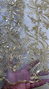 Tule Dourado com Paetê