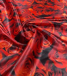 Cetim Estampado Rosas