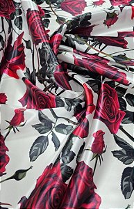 Cetim Estampado Rosas