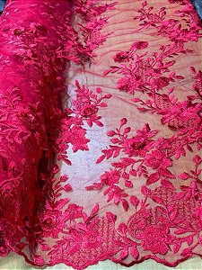 Tule Vermelho 3D Luxo