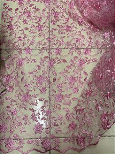 Tule Rosa Bordado