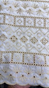 Lesse Branco com Bege Bordado