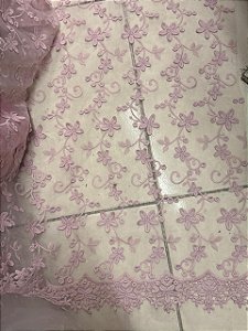 Tule Rosa Bordado