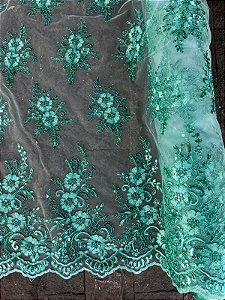 Tule Verde Bordado