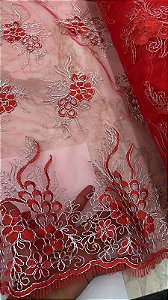 Tule Vermelho com Prata Luxo