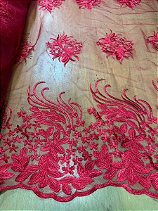Tule Vermelho Bordado
