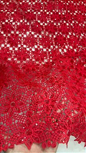 Africano Vermelho Bordado Luxo