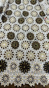 Africano Branco com Preto Bordado Luxo