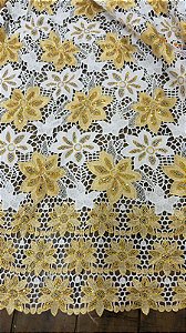 Africano Branco com Dourado Bordado Luxo