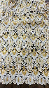 Africano Branco com Dourado Bordado Luxo