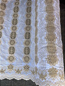 Rechilieu Branco com Amarelo Bordado