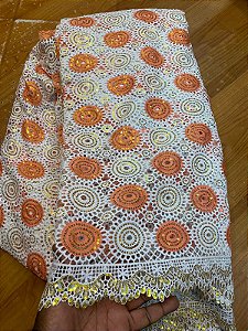 Africano Branco com Salmão Bordado Luxo